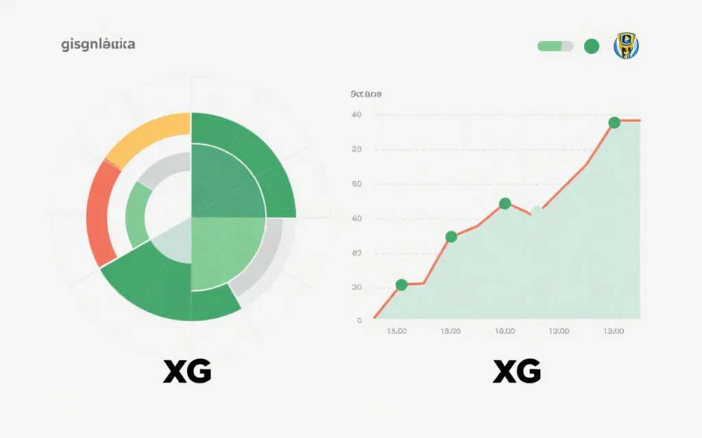 两队指标对比雷达图与折线趋势图示意:控球率、xG、射门、失xG